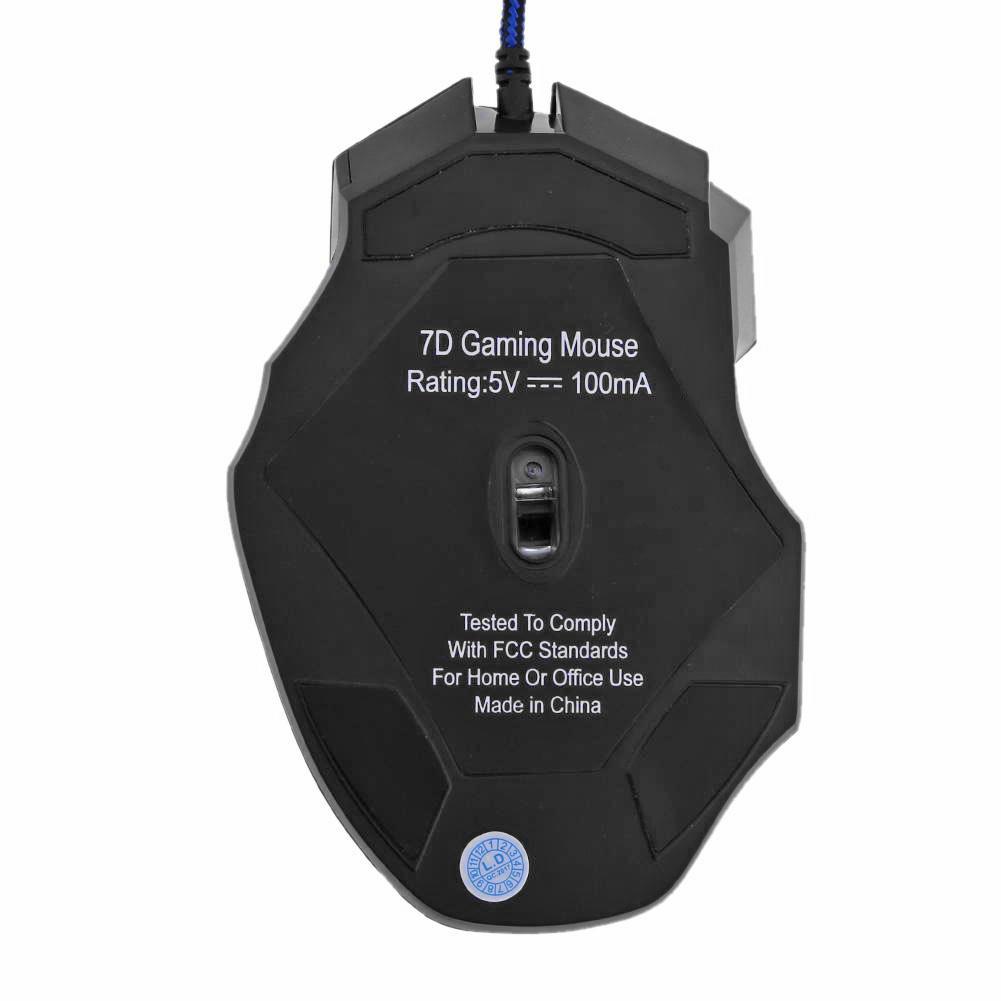 Wired Gaming Mouse 7 Button Backlit 5500 DPI Adjustable Black Wired Optical Computer Gaming Mice for PC Gamer Computer Desktop