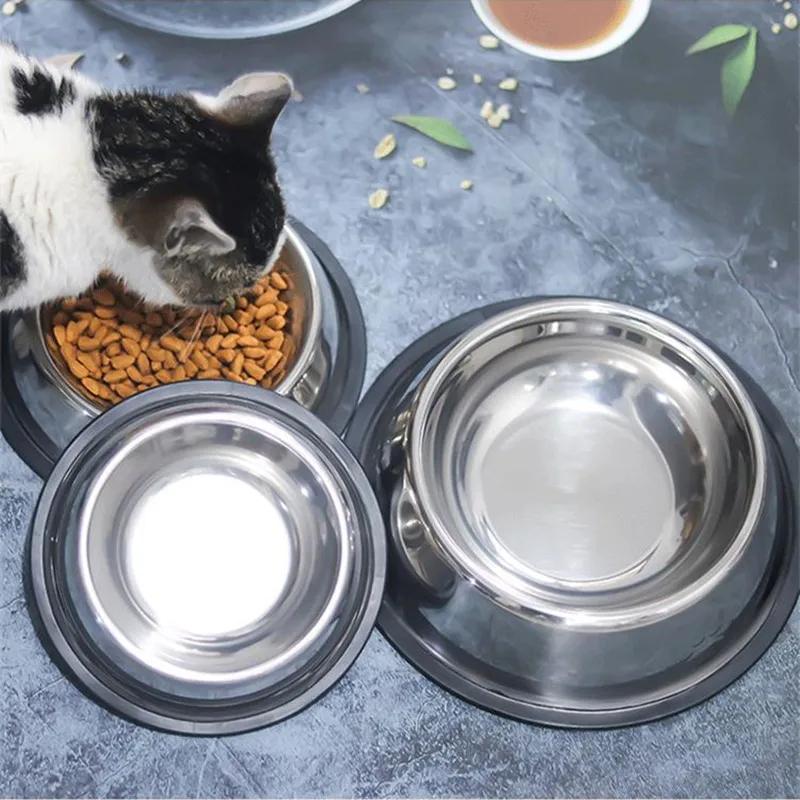 Stainless Steel Pet Bowl Non-Slip Dog Cat Bowl for Food Water Feeding Large Small Chew-resistant Pets Dish Heavy Duty Easy Clean