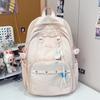 Schoolbag Sea Salt Blue Solid Color Letter Fresh Backpack Junior High School Primary School Student Party Class Travel Versatile Sweet School Bag Girl