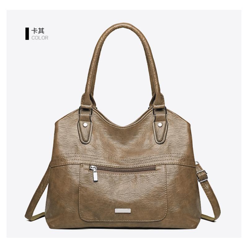 Vienos peties moteriška nauja didelės talpos minkštos odos kasdienė rankinė, madinga kurjerio rankinė