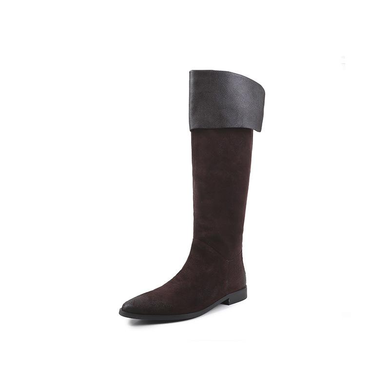 2.5CM-6.5CM niche design thin knight boots 2025 autumn new pointed thick heel but knee boots