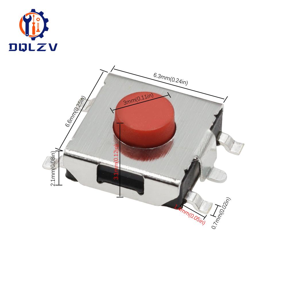 6*6*3.1MM SMD Switch 5Pin Touch Micro Switch Push Button Switches Red SMD Tact Switch
