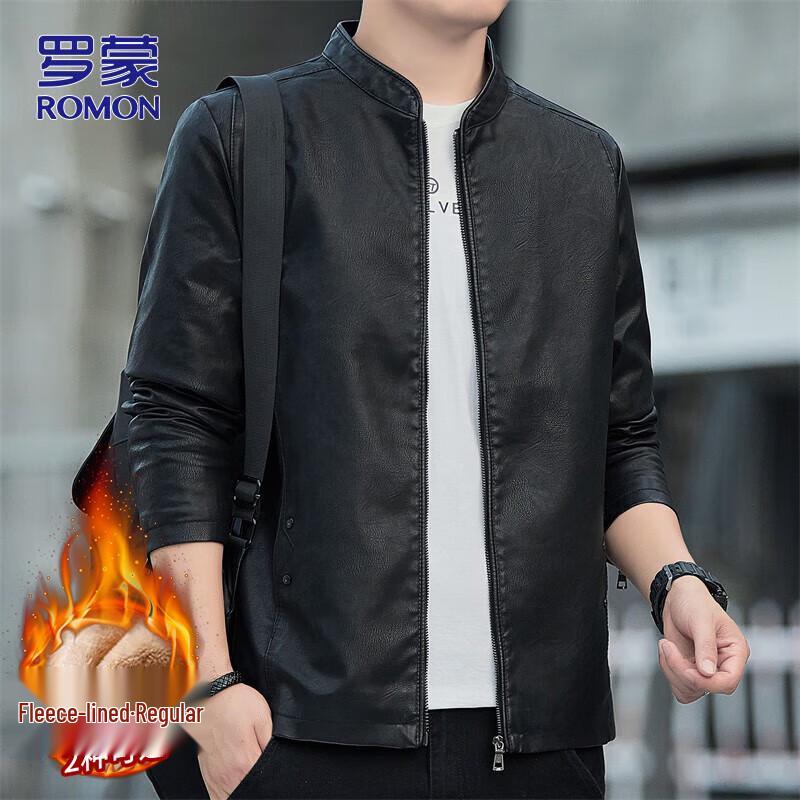 

ROMON Men s Casual Faux Leather Jacket 3XL