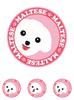 Stare Maltese Dog Sticker Pink Back Round L + SS Size [Set of 4] MK-2