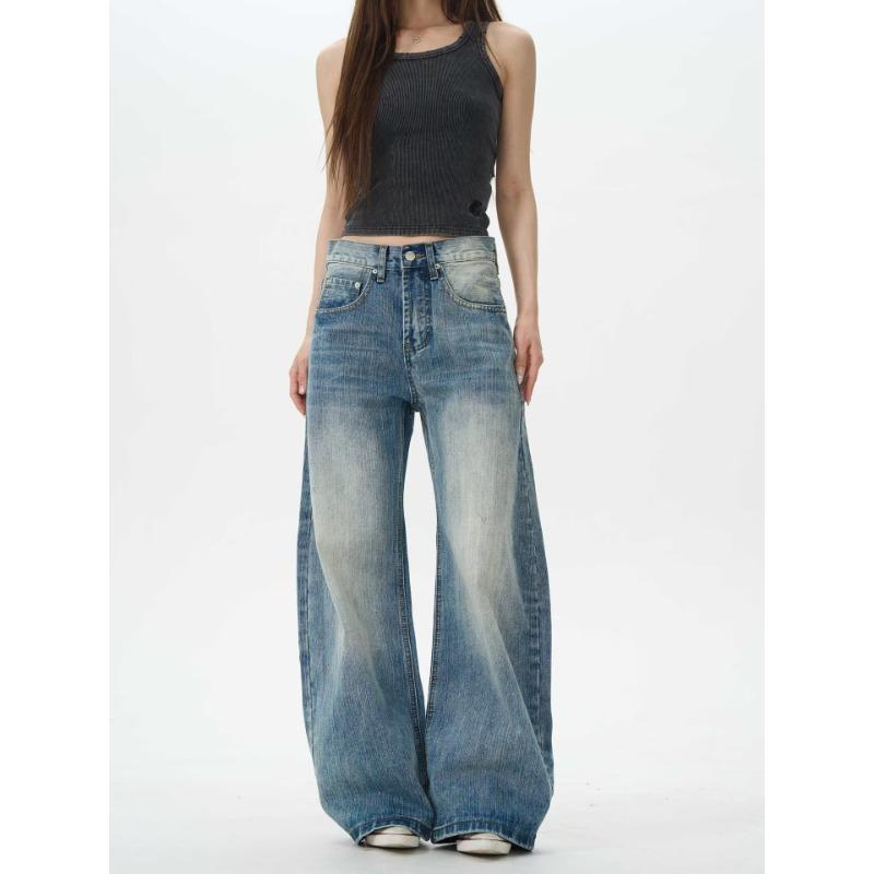 

Универсальные джинсы в стиле хип-хоп, американское ретро, вареные, силуэтные, мужские, весенне-осенние, прямые брюки, парные, свободные, саблевидные, моющие пол 3XL