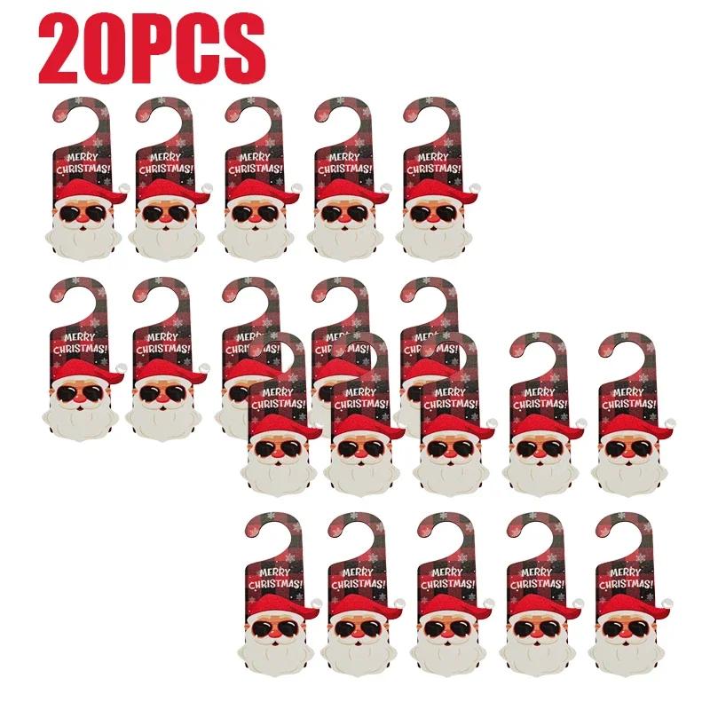 2025 New Christmas Decorations Paper Door Hanging Santa Elk Party Decoration Props Door Sign Door Handle Hangings Decoration