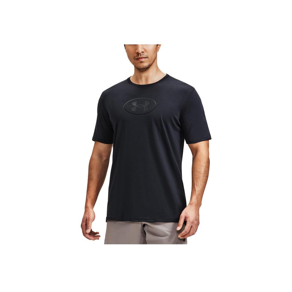 Under Armour Logo Embroidered Short Sleeve T-Shirt Men Tops Black 1371264-001