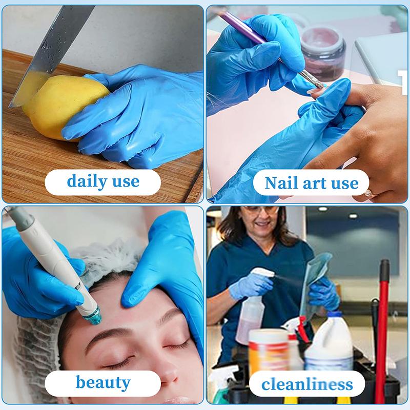 100Pcs Disposable Nitrile Gloves Food Contact Thick Durable Suitable Strong Elasticity Gloves For Kitchen Garden Tattoo Beauty