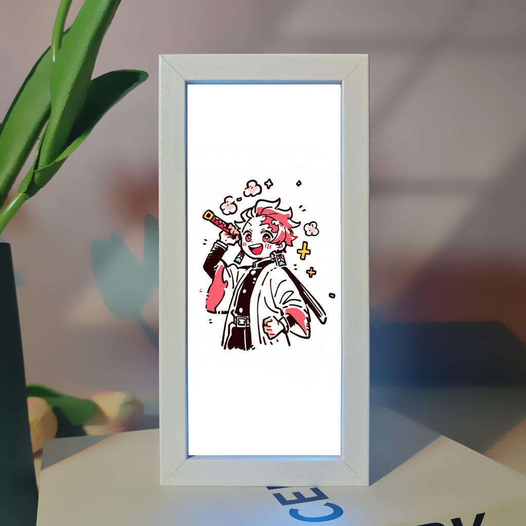 Demon Slayer Picture Frame Night Light Bedside Table Decor Nezuko Anime Peripheral Figures Ornaments Cartoon Lamp Birthday Gifts