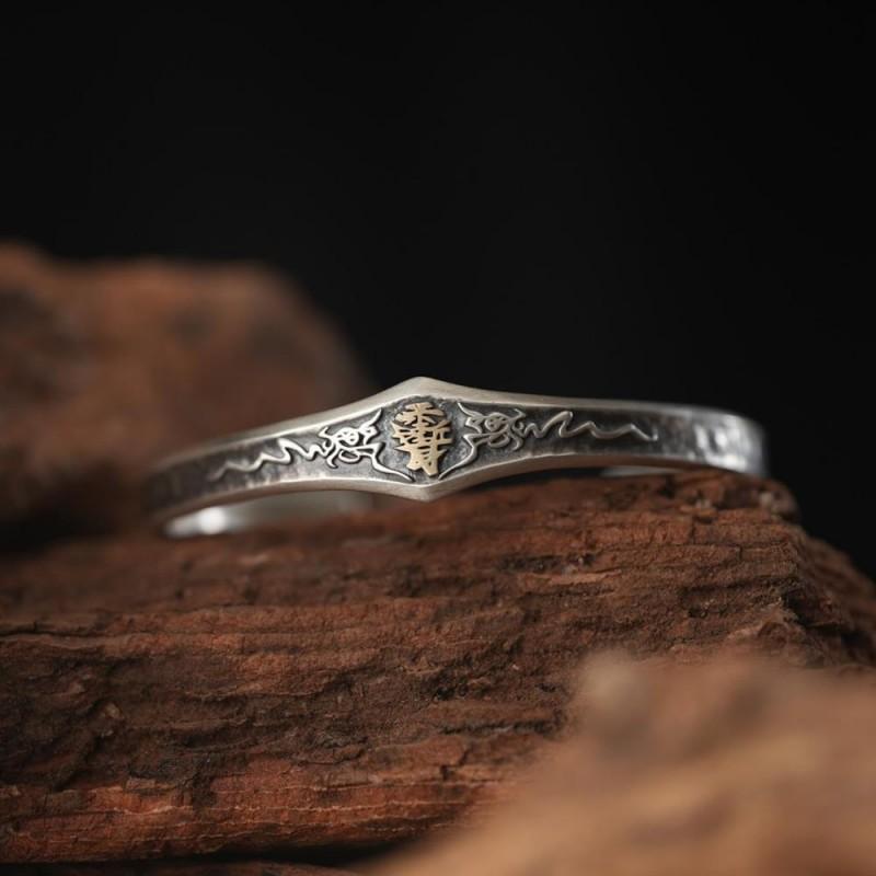 Handmade Bohemian Silver-Plated Bracelet With Mountain Spirit Flower Motif Vintage Ethnic Style Adjustable Wristband