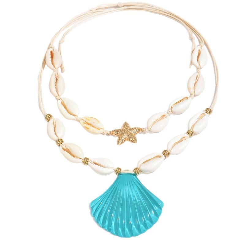 New Shell Necklace Necklace Bohemian Beach Wind Pendant Women's Double Design Necklace