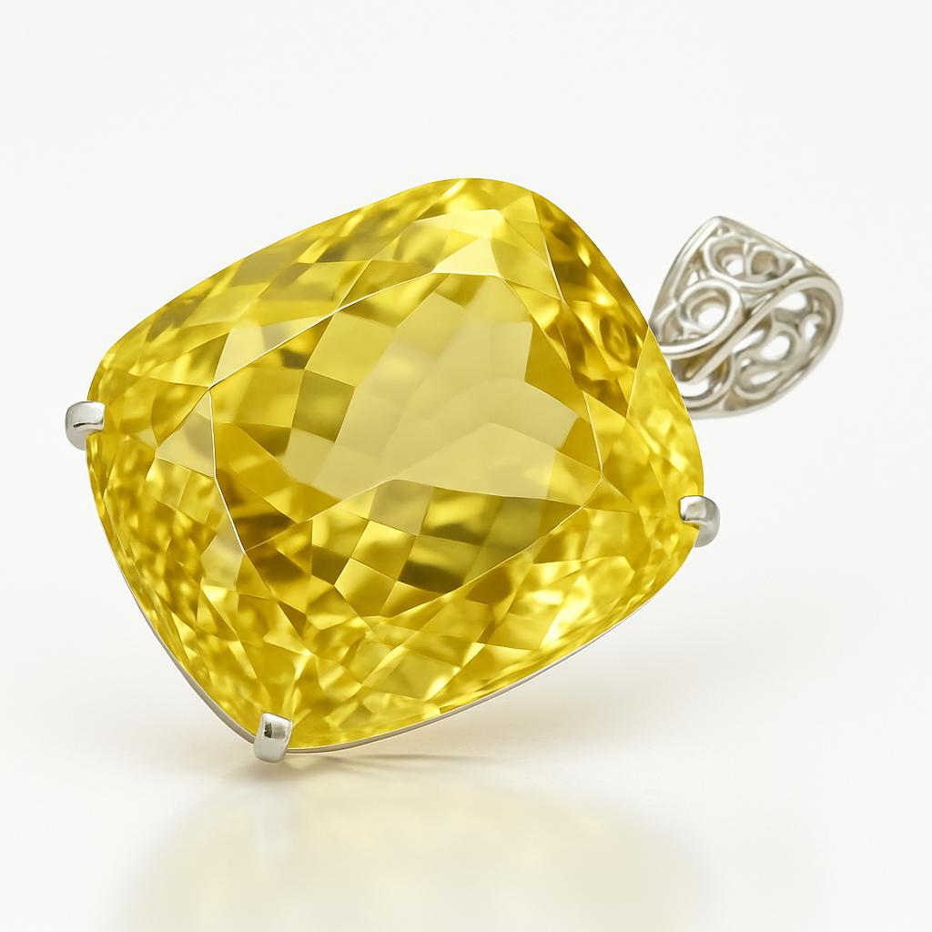 Naturlig Gul Safir 104 ct Kuddslipad 925 Sterling Silver Hänge Ädelstenar För Gåva AI-67-NS