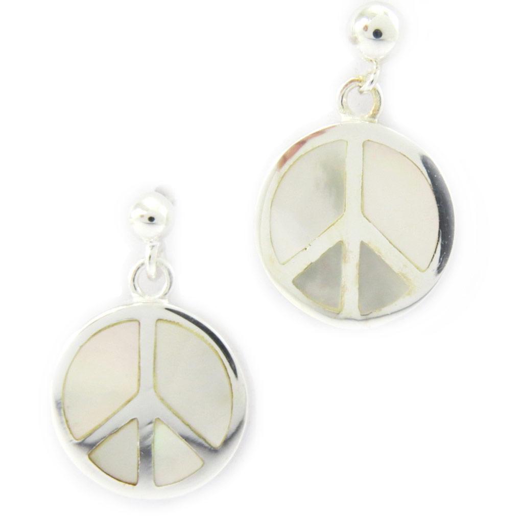 Les Trésors De Lily [G6455] - Silver 'Peace' Mother-of-pearl Earrings