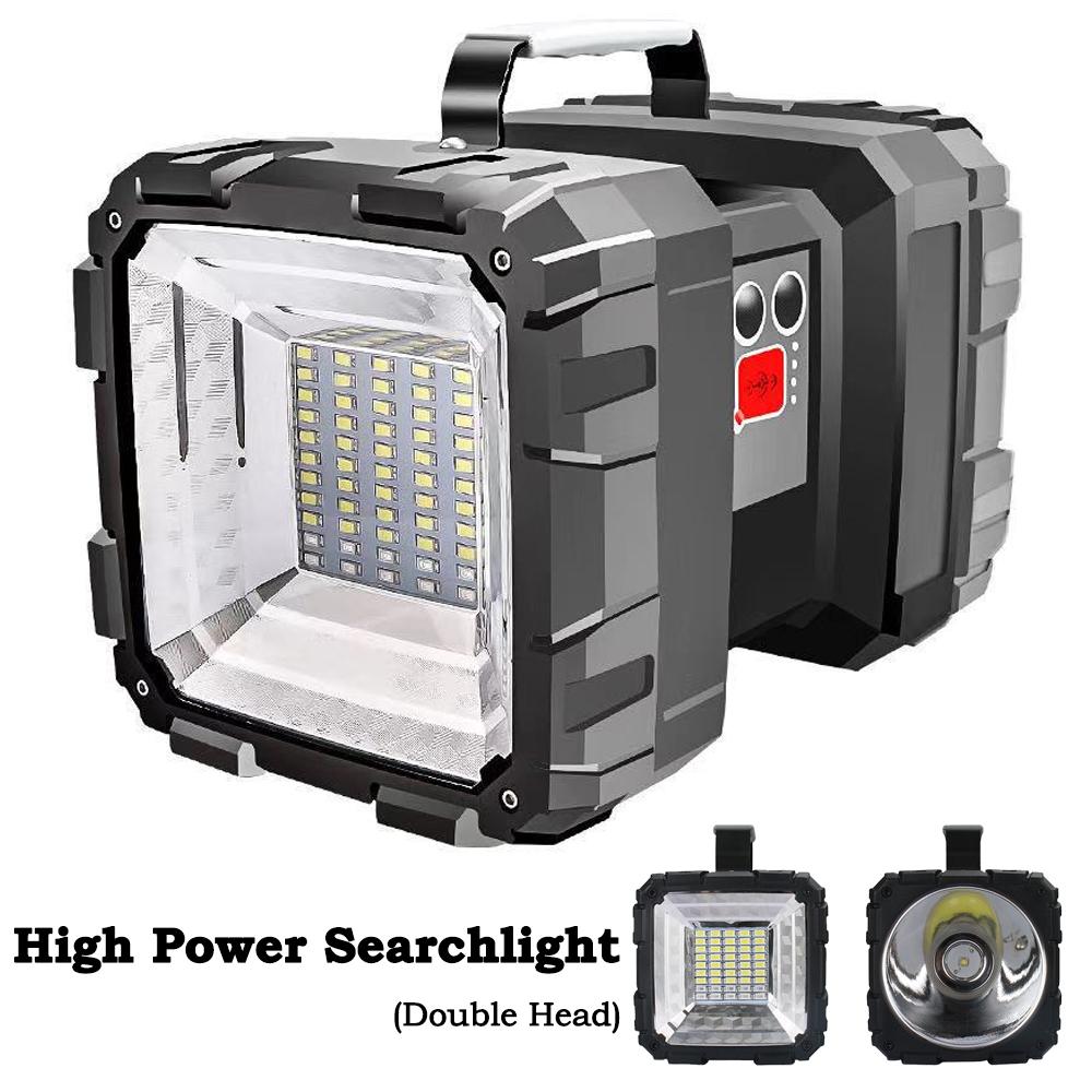 P70 LED High Power Flashlight Rechargeable Double Head Searchlight Handheld Floodlight Work Spotlight for Fishing Camping Hiking