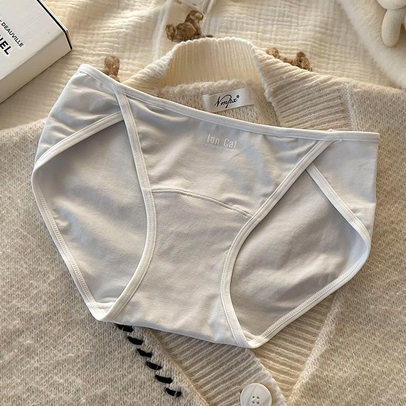 

Large Size Female Spring and Autumn Pure Cotton 10A Bacteriostatic Extended Crotch High Split Underwear XL синій/сірий