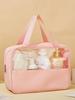 Large Capacity Waterproof PVC Patchwork Makeup Bag - Semi-Transparent Toiletry and Portable Travel Storage Bag