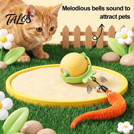 Rechargeable Pet Toy Interactive Cat Ball, Self Rolling Ball with Bell And Detachable Plush Tail, Automatic Obstacle Avoidance, Light for Indoor Cats