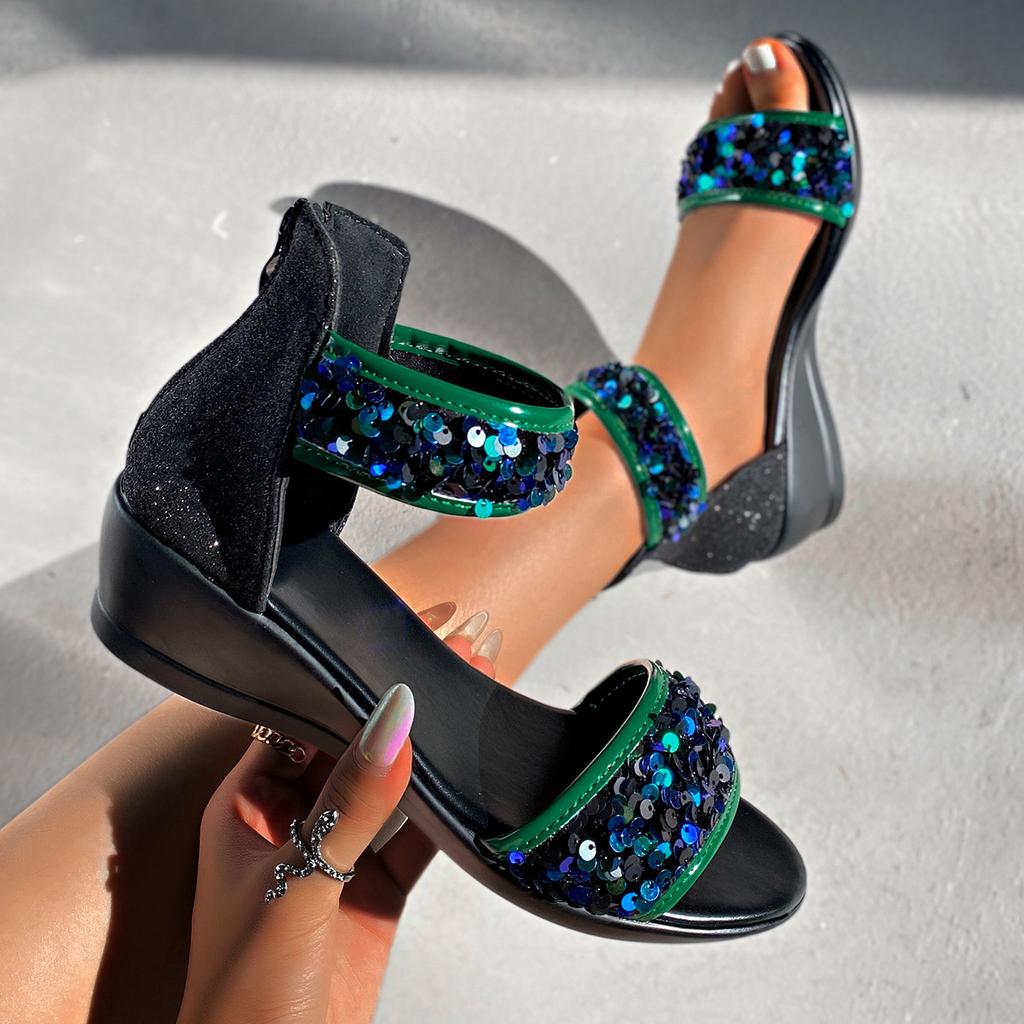 Shoes for Women Summer Fashion Women Platform Wedges Comfortable Sequin Plus Size 36-43 Sandals Casual Women Footwear