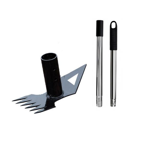 2-in-1 Unkrautrechen Langer Griff Unkrautzieher Aufstehendes Unkrautwerkzeug Robuster Handrechen Gartenhacke Manuelles Unkrautvernichtungswerkzeug für Rasen Garten Terrasse