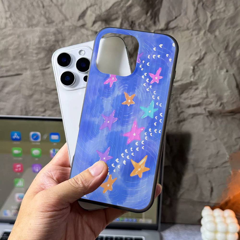 Cartoon-Stern-Handyhülle für iPhone 16 15 17 Pro 11 12 13 14 Pro Max Plus Weiche Wellen-Silikon-Schutzhülle