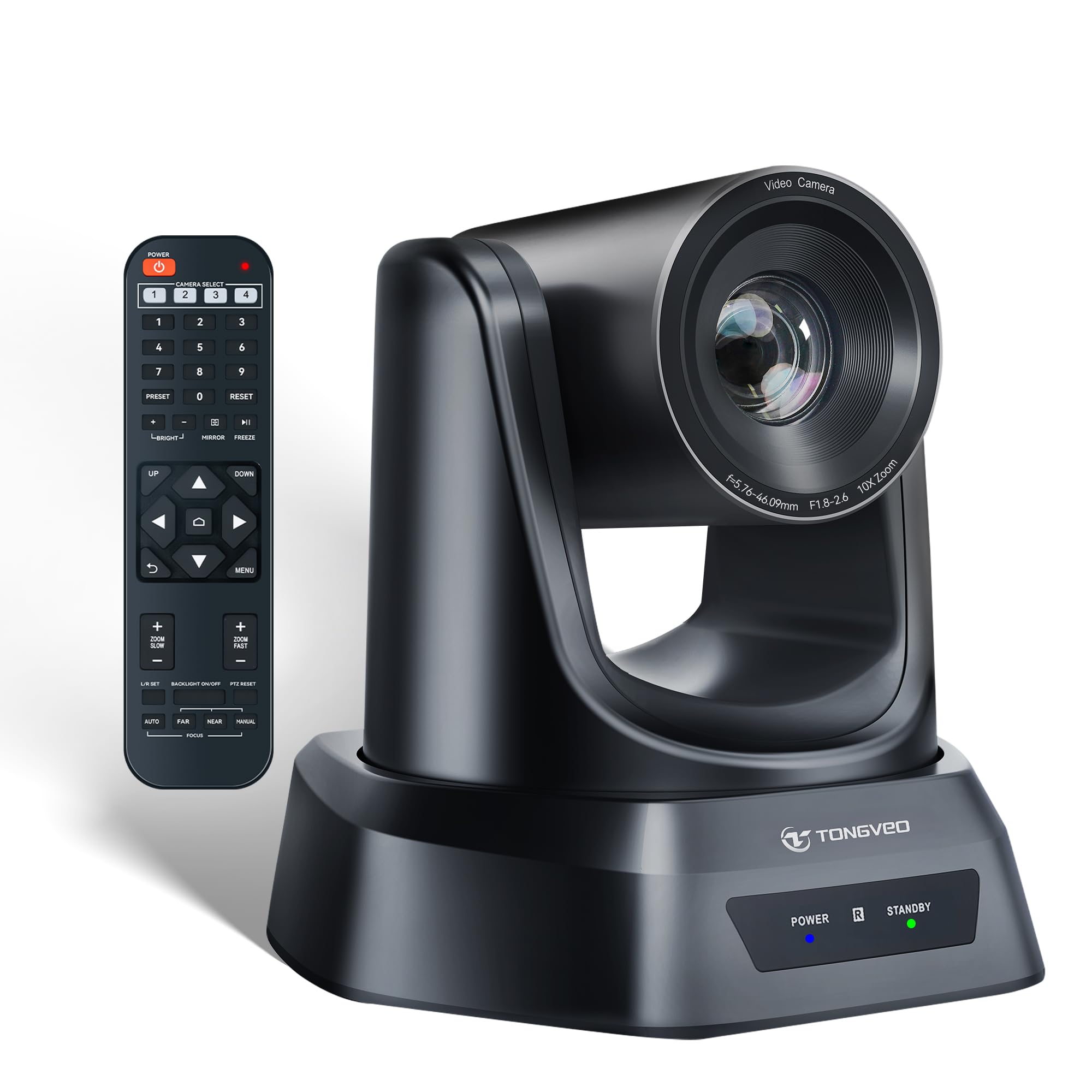 

Камера веб-конференції TONGVEO 10-кратне оптичне збільшення HDMI USB PTZ камера конференц-залу 1080P мільйонів пікселів 60 кадрів/с поворот ліворуч і праворуч OBS для Youtube чорний