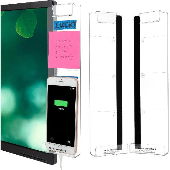 Office Desk Accessories 2pcs Computer Monitor Memo Board Message Board Transparent Acrylic Side Panel Sticky Note Board Left and Right Computer Note
