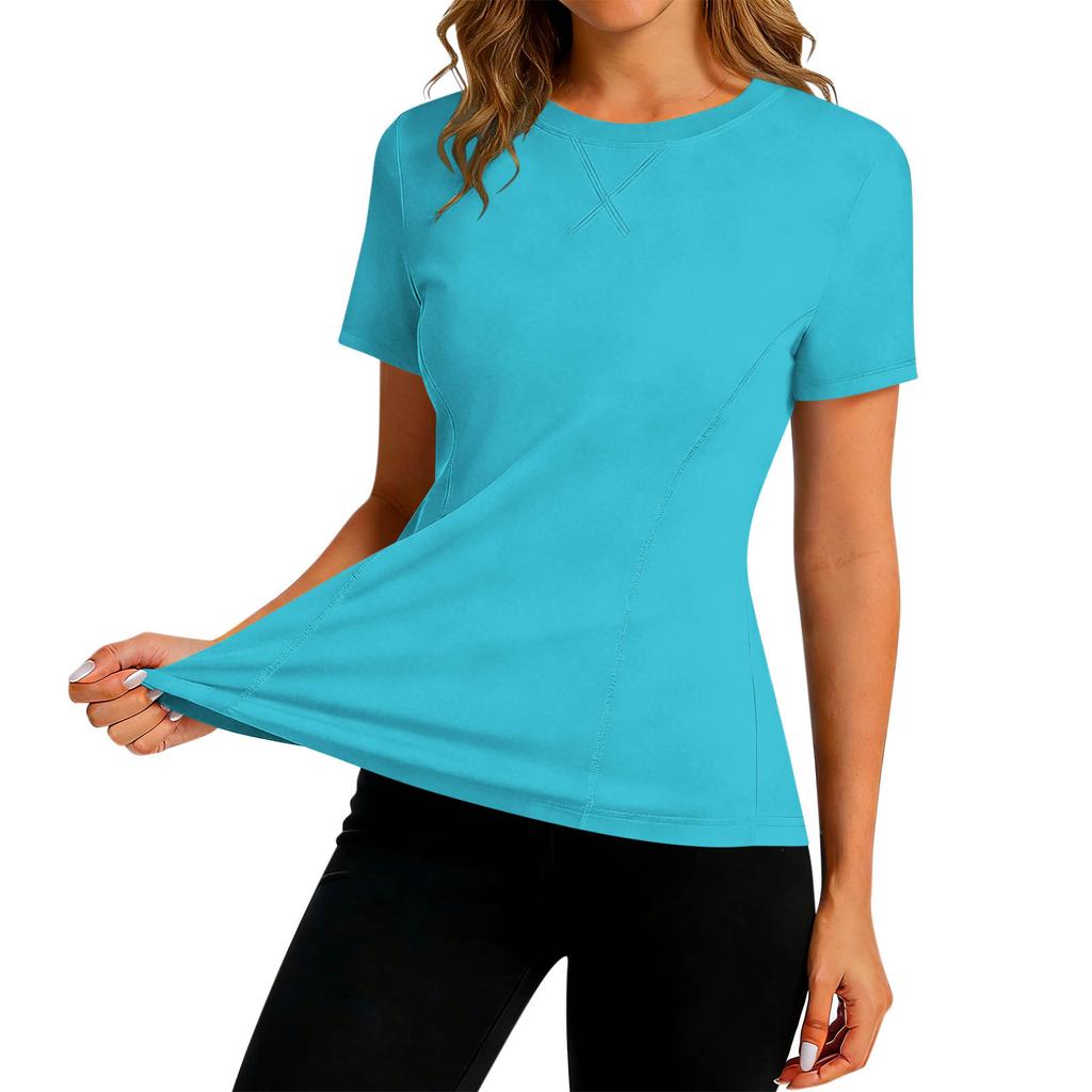 Womens Short Sleeve Athletic Top Moisture Wicking Quick Dry Performance T Shirt Lightweight Stretchy Gym Tee Workout Shirt