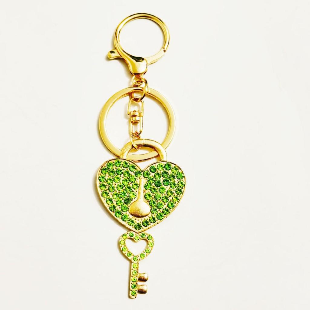 Versatile Heart Keychain Pendant with Full Diamond Design