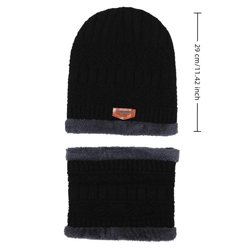 1Set Winter Warm Hat Scarf Set For Men Women Outdoor Thickened Cycling Hats Scarf  Windproof Cold-Proof Scarf Cap