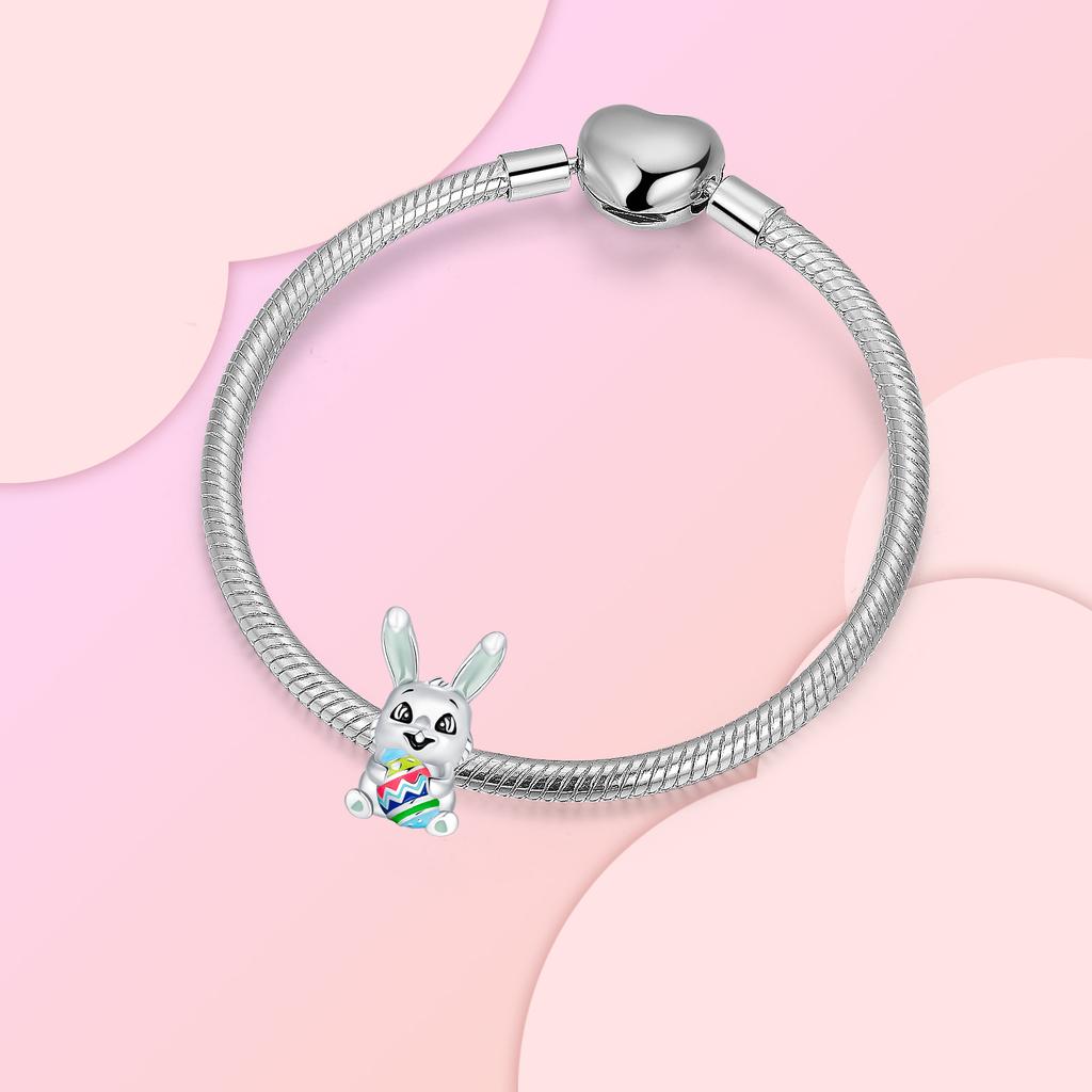 Copper Rabbit Easter Egg Beads Fit Original Bracelets Diy Fine Jewelry Making Gift