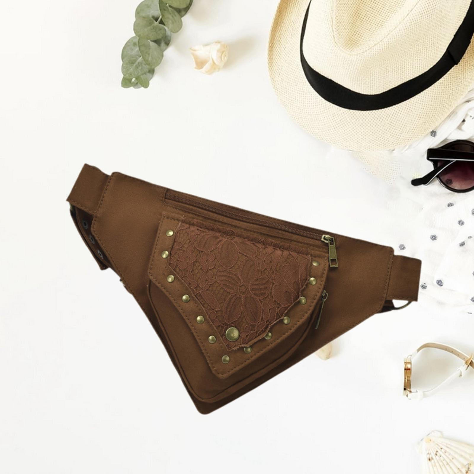 

Сумка на пояс с регулируемым ремешком и молнией для ролевых игр и Хэллоуина коричневый