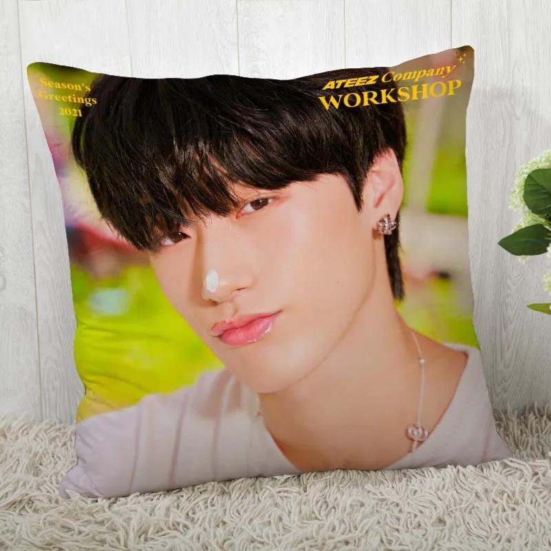 Custom Ateez Kpop Style Square Pillowcase Custom Zippered Pillow Cover Case 45X45Cm(One Side) 04.1