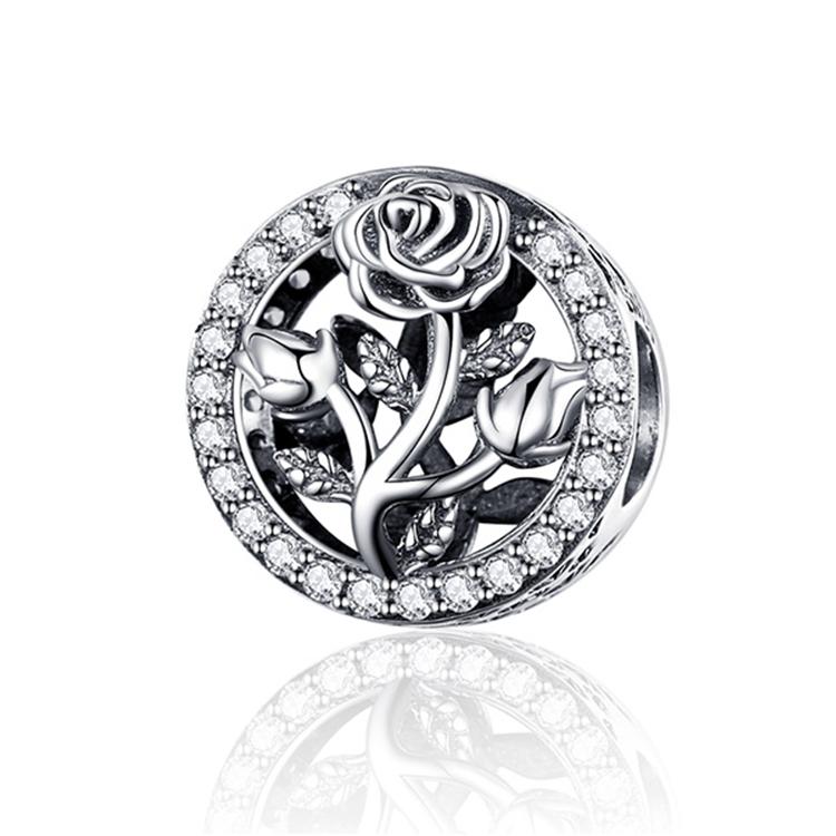 WOSTU Daisy Flower Series Charms 925 Silver Spacer Beads Dangle Charms Fit Bracelets DIY Jewelry