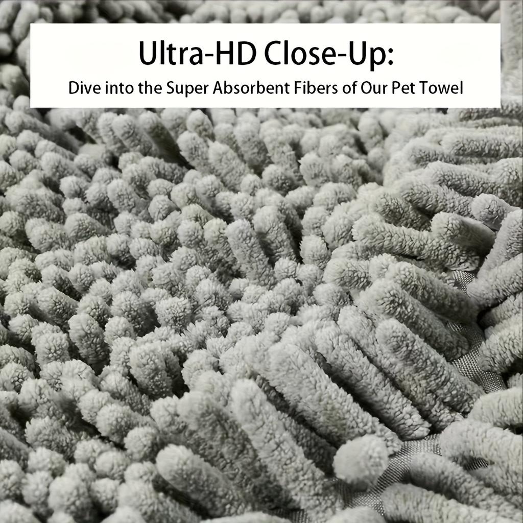 [Ultra-Absorbent Pet Bath Towel] Nylon Quick-Dry Pet Bath Towel, Ultra-Absorbent Dog Bathing Accessory with Hand Pockets & Paw Print Design