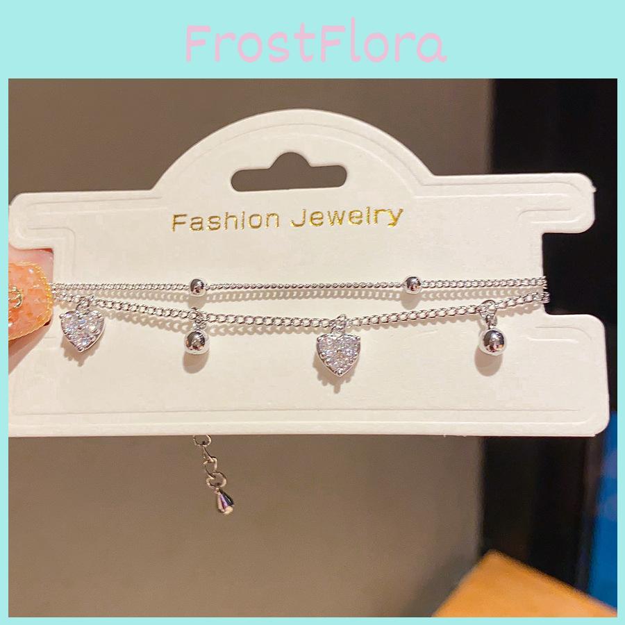 Elegant Silver Gold Plated Heart Charm Bracelet For Women With Zircon Stone Accessory