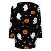 Women Casual Round Neck Halloween Print T Shirt Three Quarter Sleeve Top Lightweight Comfortable Fit Seasonal Graphic Tee
