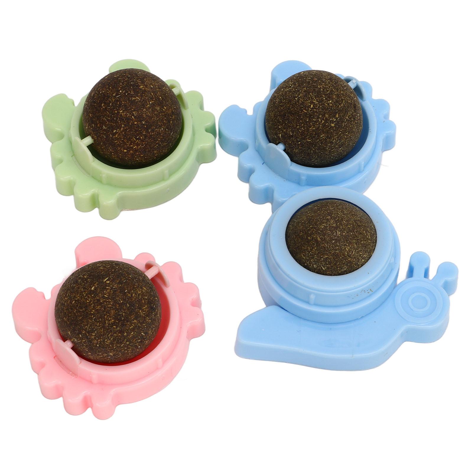 4 шт. Мячик с кошачьей мятой Интерактивный Натуральный Очищающий зубы Краб Вращающийся Мячик для лизания для кошек и котят