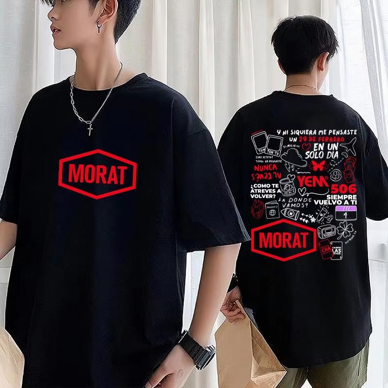 

Rock Band Morat Tour 2025 Graphic Print T Shirts Unisex Women Hip Hop Trendy Harajuku T Shirt Oversized Cotton Fans Gifts TShirts S