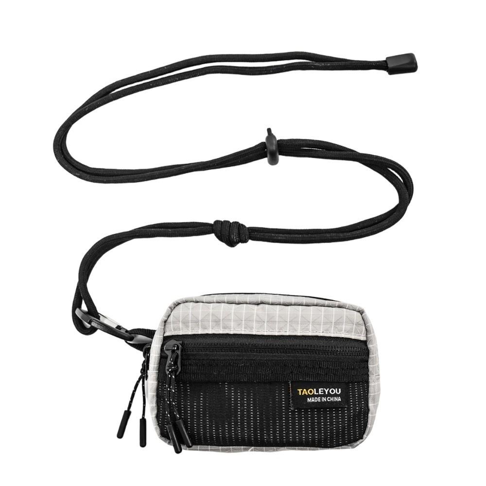 Lightweight Grid Fabric Storage Bag Zipper Closure Card Holder Bag  Outdoor Hiking