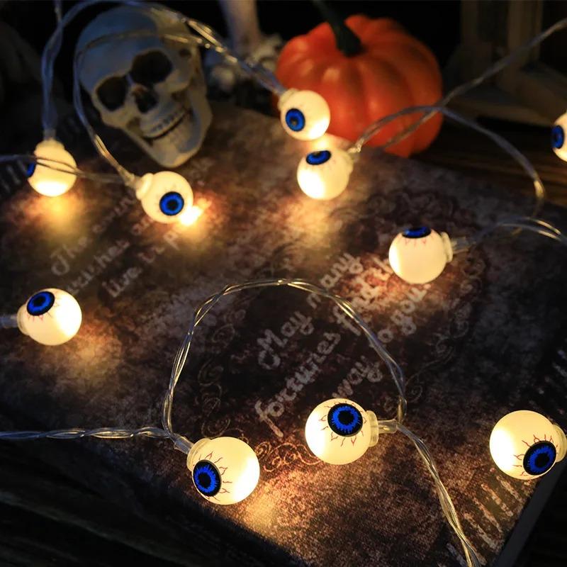 1.5m 10Led Halloween Light String Pumpkin Skull Eye Balls Ghost Festival Party Lantern Trick or Treat Happy Halloween Day Decor