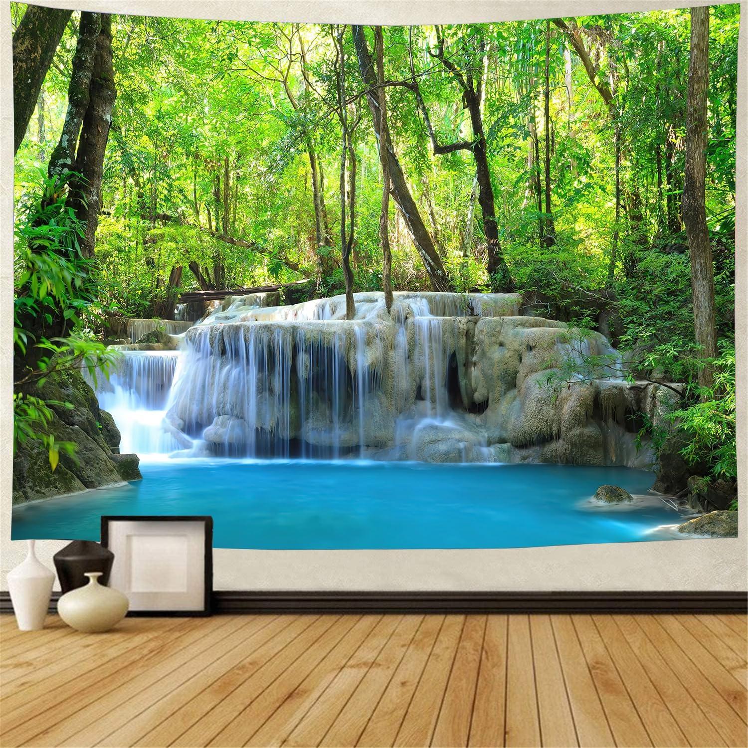 Tapestry waterfall nature stone river 75x100