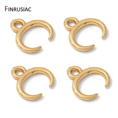 14/18K Vergoldetes Messing Hörner Halbmond Anhänger Für Armband Halskette Herstellung Zubehör, DIY Schmuck Zubehör