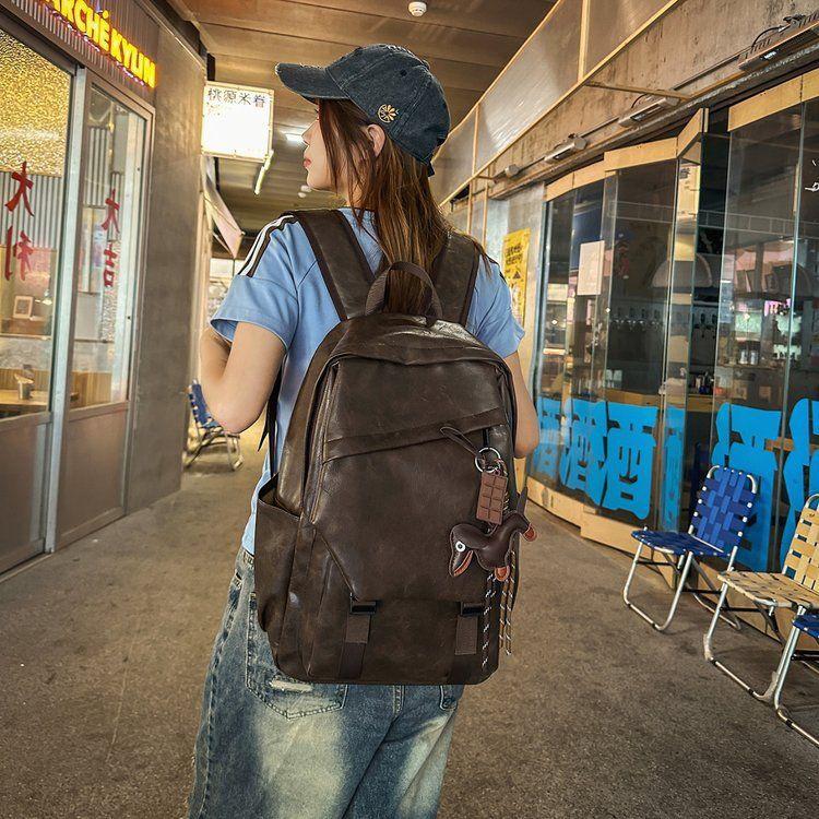 Schoolbag backpack women's new large-capacity pu leather backpack niche commuter female college student computer travel schoolbag leisure
