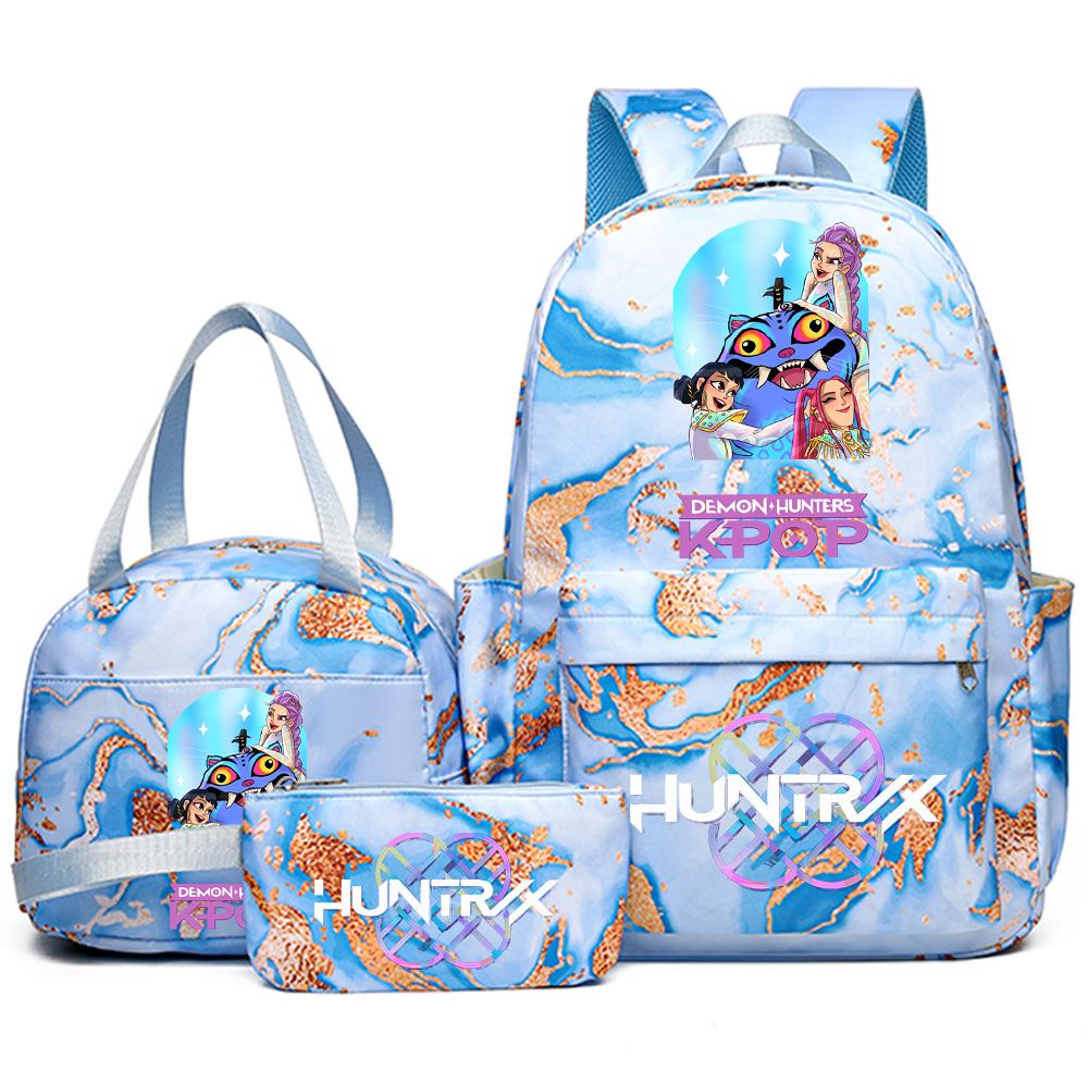 3Pcs/set Anime Demon Hunters Printed Backpack Handbag Pencil Case for Teenager Student Bookbag Schoolbag Women Large Capacity Waterproof Bag