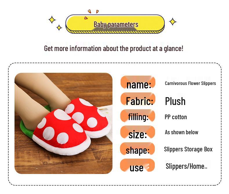 Venus Flytrap Mario Game-Inspired Warm Cotton Slippers