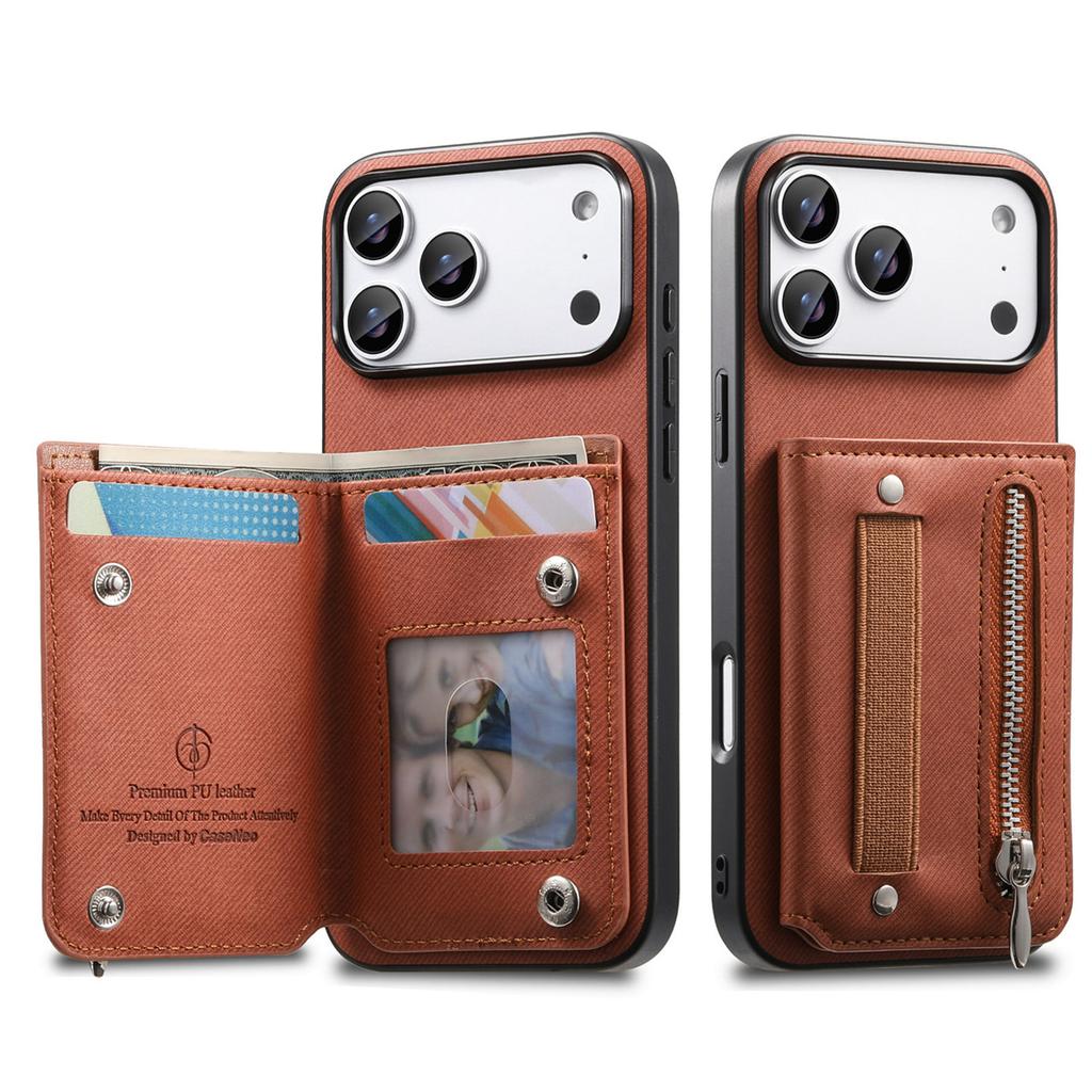 Wrist Strap Flip RFID Wallet with Card Holder Phone Case for IPhone Air 17 16E 16 Plus 15 14 13 12 11 Pro Max Leather Cover