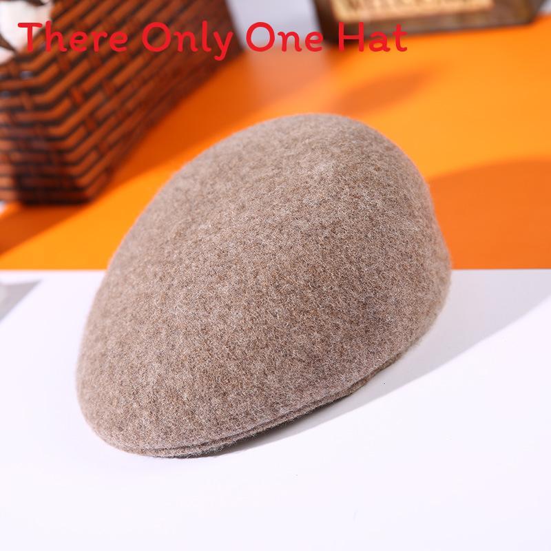Wool Felt Beret With Short Brim For Autumn Winter Men And Women
