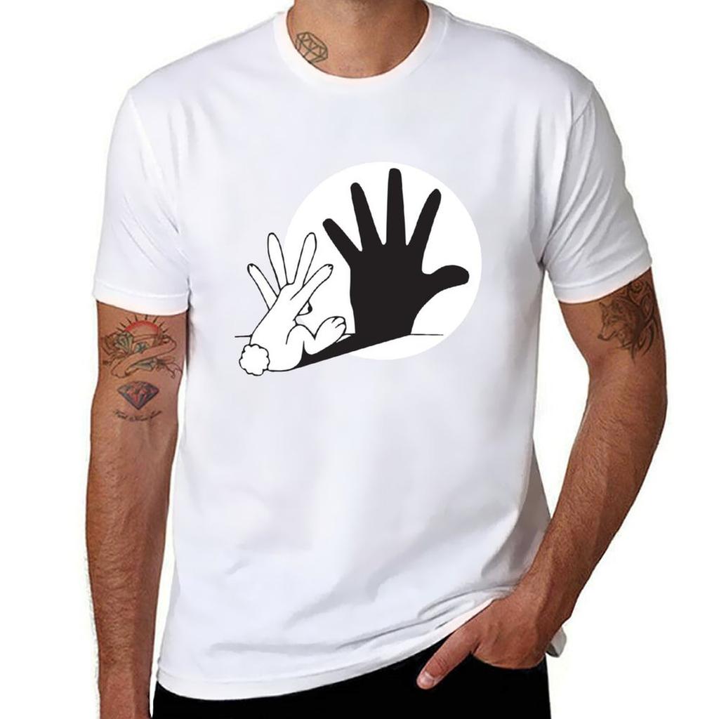 Bunny hand shadow puppet rabbit humor T-Shirt customizeds anime figures quick drying vintage t shirt men