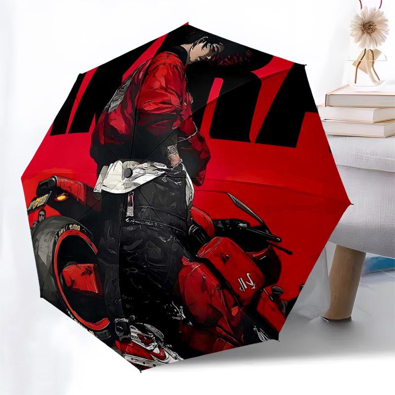 1pc Akira Anime Character Outdoor Umbrella - Automatic Opening/Closing, Portable 3-Fold Design with 8-Rib Iron Frame - Perfect Gift for Fans, Traveler