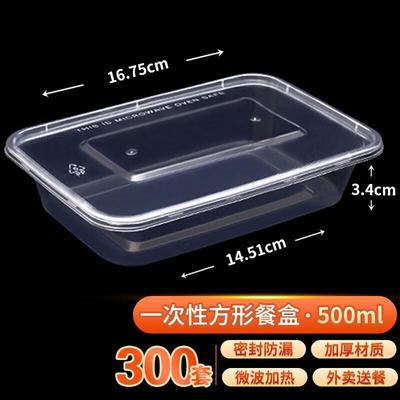 JINGRX Disposable Rectangular Plastic Lunch Boxes with Lids